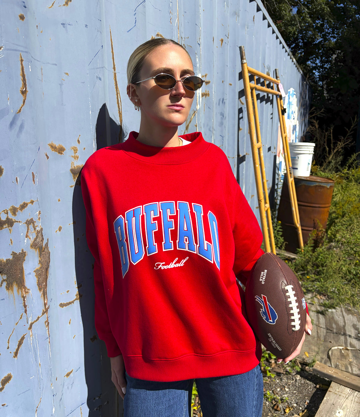 Buffalo Football Puff Print Mock Neck Sweater-thumbmail-4