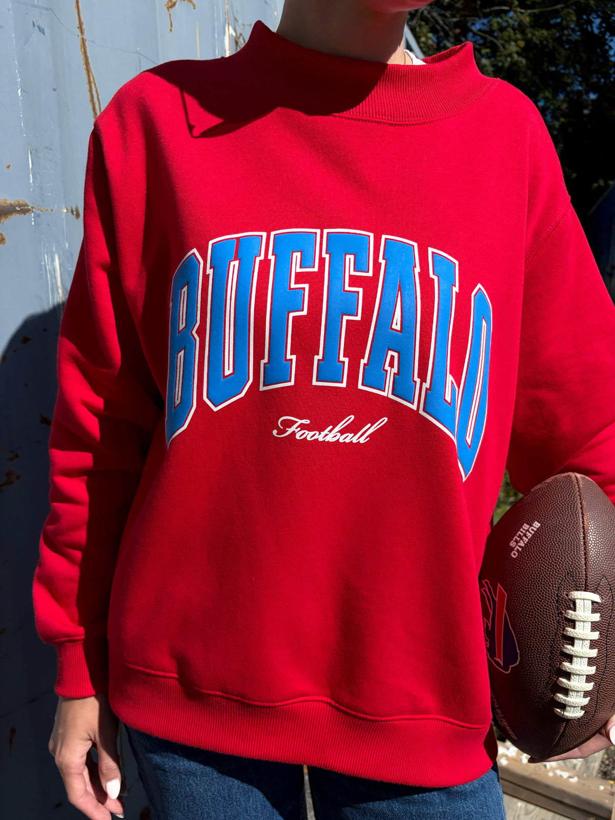 Buffalo Football Puff Print Mock Neck Sweater-thumbmail-5